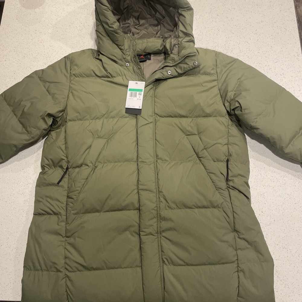 NIKE AIR Jordan Flight Down Parka Jacket Size XL‎ Men Olive Green FV7269-222 NWT